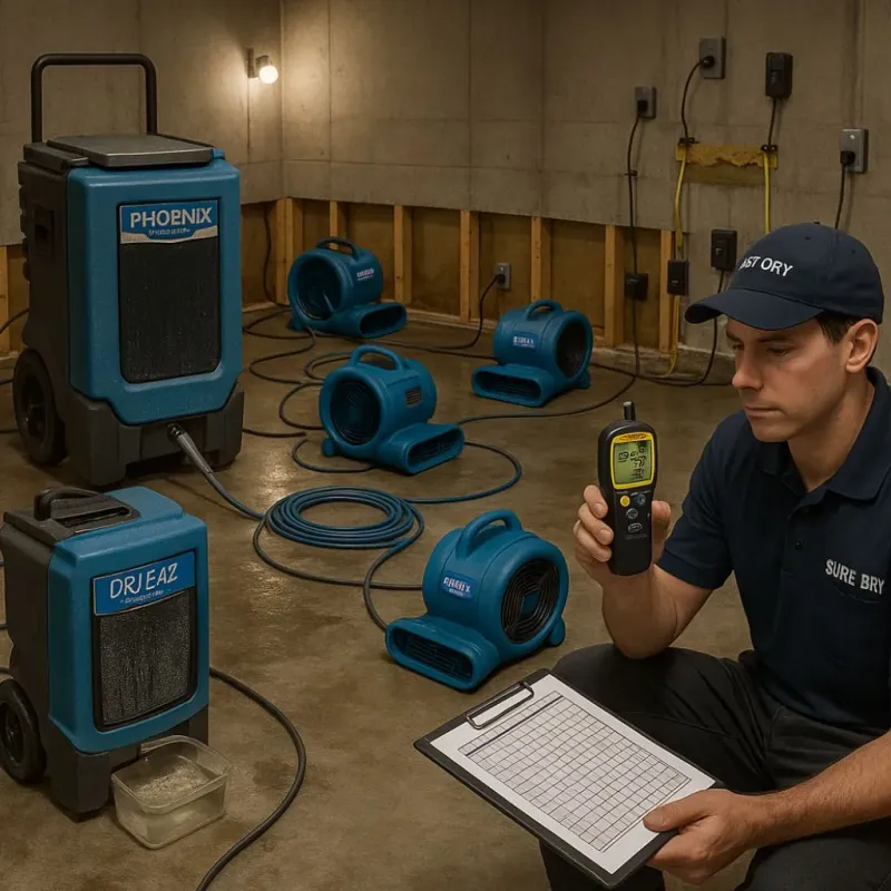 Structural Drying and Dehumidification process in Dodge County, WI